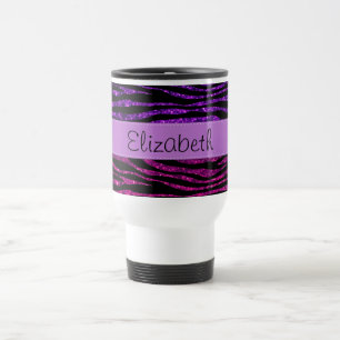 Mug De Voyage Zèbre rose, Zèbre pourpre, Zèbre Parties scintilla