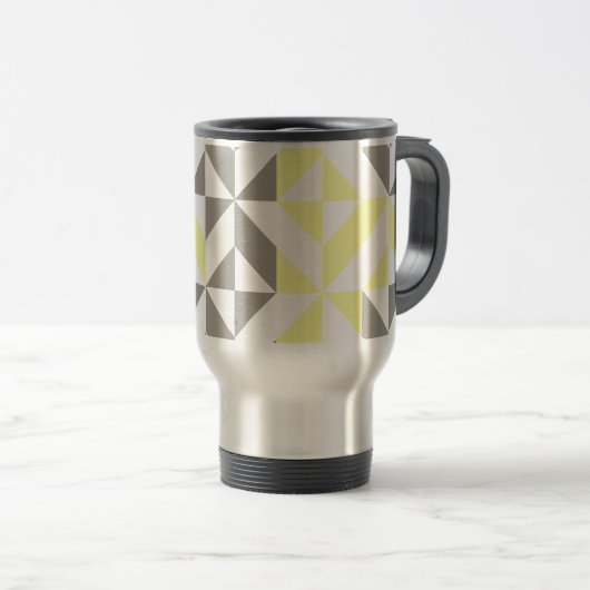 Mug De Voyage ZigZag géométrique jaune et argent (Devant droit)