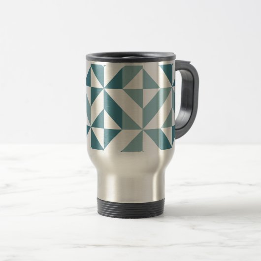 Mug De Voyage ZigZag géométrique vert turquoise à deux tons (Devant droit)
