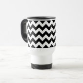 Mug De Voyage Zigzag noir et blanc, Motif Chevron, Votre nom (Devant gauche)