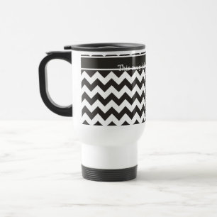 Mug de voyage Zigzag personnalisé, Chevrons noir e