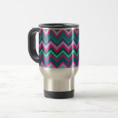 Mug De Voyage Zigzags tribaux roses bleus turquoises de Chevron (Devant gauche)