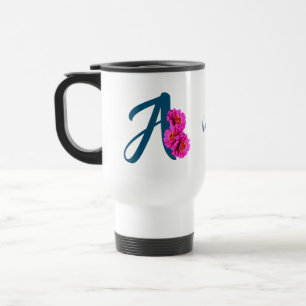 Mug De Voyage Zinnia Flowers Monogramme Initial A Votre Nom 