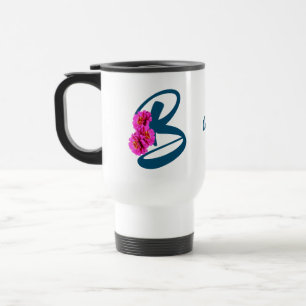 Mug De Voyage Zinnia Flowers Monogramme Initial B Votre nom 