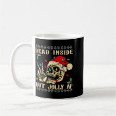 Mug Dead Inside But Jolly Af Funny Skeleton Santa Hat (Gauche)