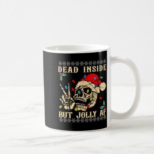 Mug Dead Inside But Jolly Af Funny Skeleton Santa Hat (Droite)