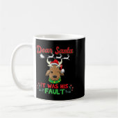 Mug Dear Santa It Was His Fault Siblings Matching Xmas (Gauche)