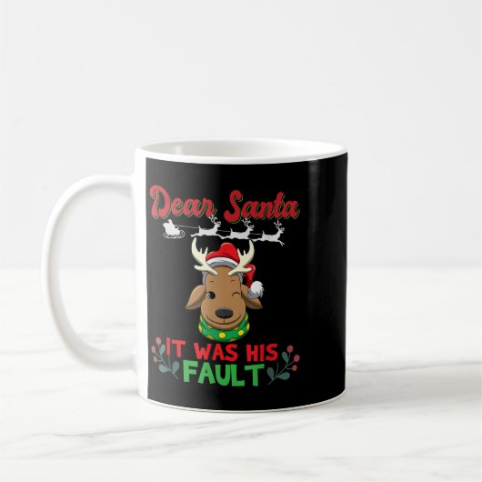 Mug Dear Santa It Was His Fault Siblings Matching Xmas (Gauche)