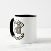 Mug Death Before Decaf | Funny Retro Skull & Coffee  (Devant gauche)
