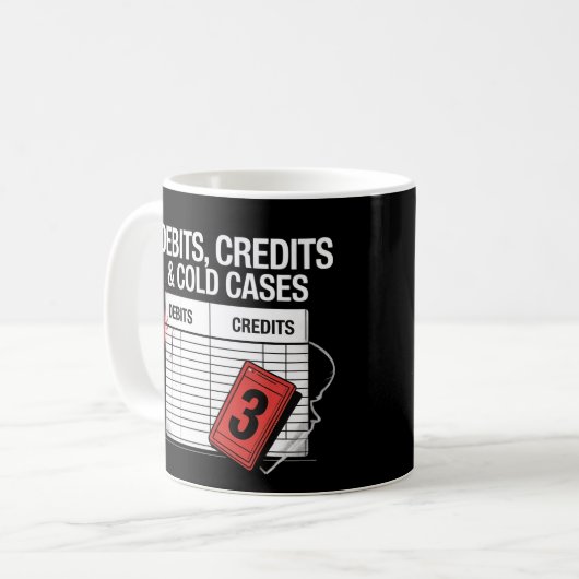 Mug Débits, crédits et comptabilité des Coques froids  (Devant gauche)