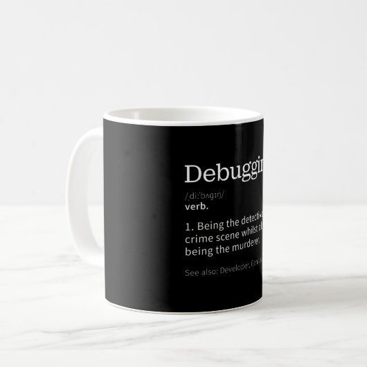 Mug Débogage| Don amusant pour le programmeur (Devant gauche)