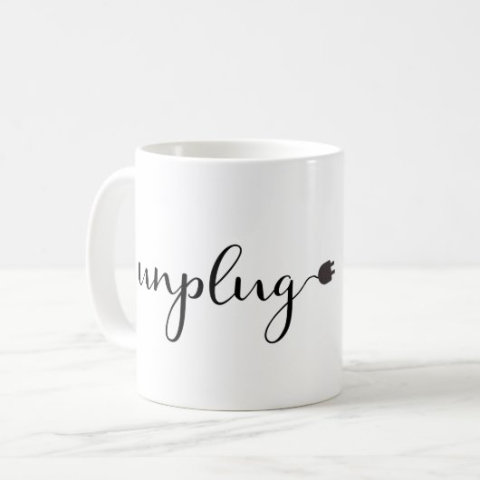 Mug Débranchez avec le texte et la prise de manuscrit (Devant gauche)