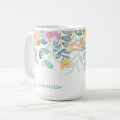 Mug Décalcomanie tropicale girly florale à l'aquarelle (Devant gauche)