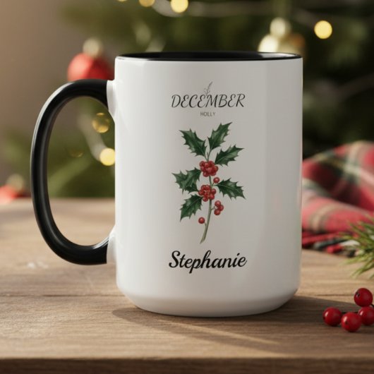 Mug December Birth Flower Holly Birthday