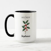 Mug December Birth Flower Holly Birthday (Gauche)