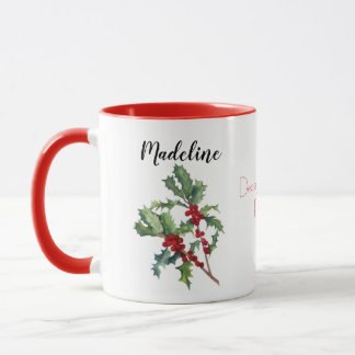Mug Décembre Fleur de naissance aquarelle Holly