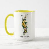 Mug Décembre Fleur de naissance Holly et Narcissus (Gauche)
