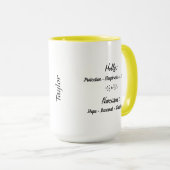 Mug Décembre Fleur de naissance Holly et Narcissus (Devant droit)