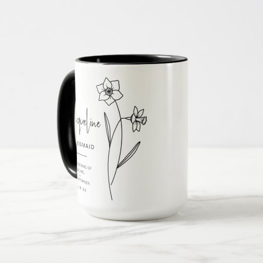 Mug Décembre | Fleur de naissance Jonquil (Devant gauche)