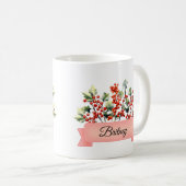 Mug Décembre Fleur Holly de naissance personnalisée (Devant droit)