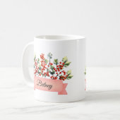 Mug Décembre Fleur Holly de naissance personnalisée (Devant gauche)