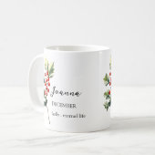 MUG DÉCEMBRE HOLLY NAISSANCE FLEURS MOIS NOM CADEAU (Devant gauche)