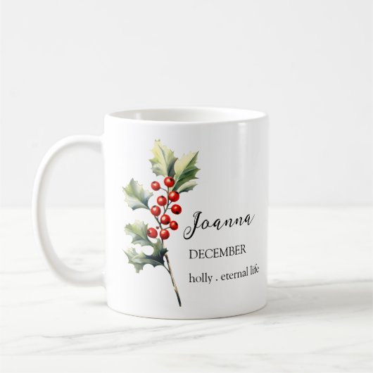 MUG DÉCEMBRE HOLLY NAISSANCE FLEURS MOIS NOM CADEAU (Gauche)