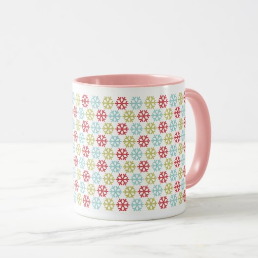 Mug Décembre mignon Flakes neige hiver Motif d'art (Devant droit)