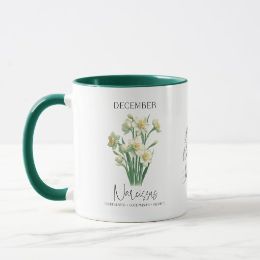 Mug Décembre Mois de naissance Fleur Narcisse Gif d'an (Gauche)