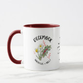 Mug DÉCEMBRE Mois de naissance Fleur Nom personnalisé (Gauche)