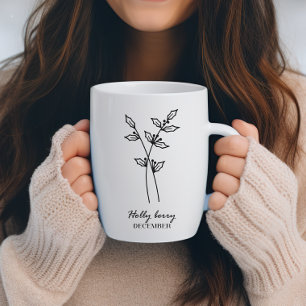 Mug Décembre Mois de naissance Monogramme de fleurs