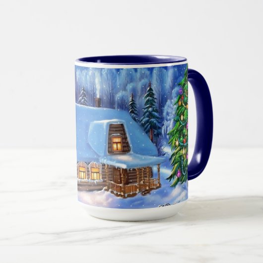 Mug Décembre Scène De Neige D'Hiver Vacances Saisonniè (Devant droit)