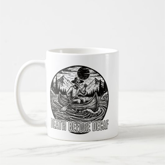 Mug Décès avant décaf Skeleton Canoe Design (Gauche)