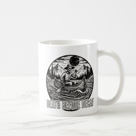 Mug Décès avant décaf Skeleton Canoe Design (Droite)