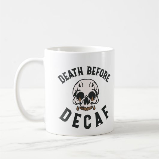 Mug Décès Avant Le Crâne Décaf - Louveur De Café (Gauche)