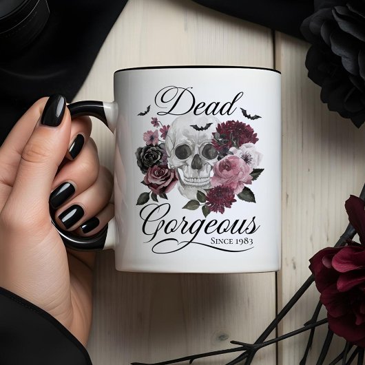 Mug Décès magnifique Goth Crâne Floral Personnalisé An
