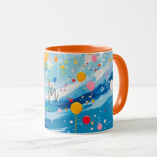 Mug Déchets de points colorés (Devant droit)