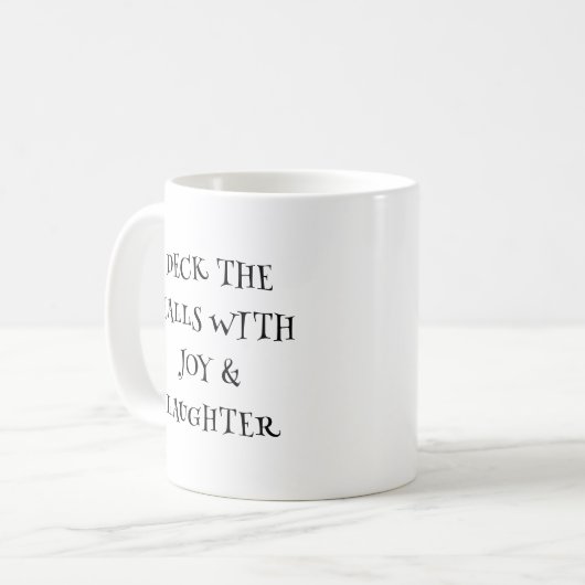 Mug Deck Halls Quirky Texte Nom Noël (Devant gauche)