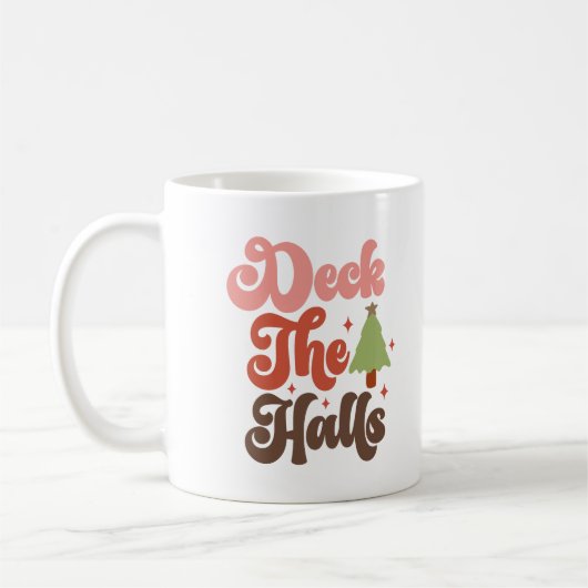 Mug Deck Halls Retro Vacances de Noël Super (Gauche)