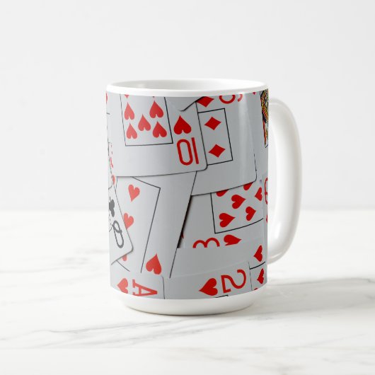 Mug Deck Of Scattered Playing Cards Pattern, (Devant droit)
