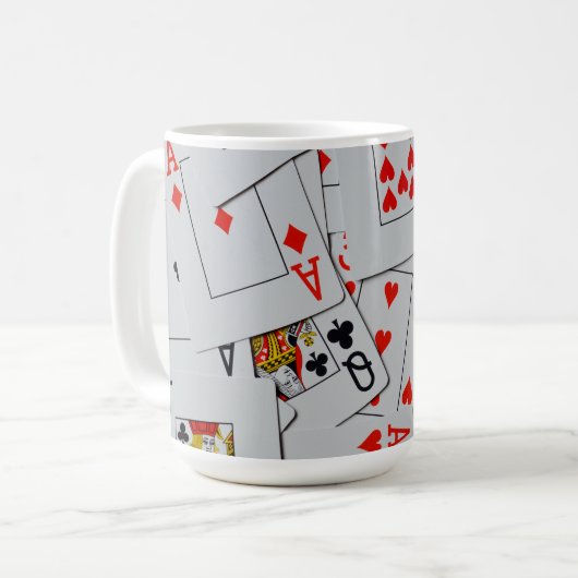 Mug Deck Of Scattered Playing Cards Pattern, (Devant gauche)