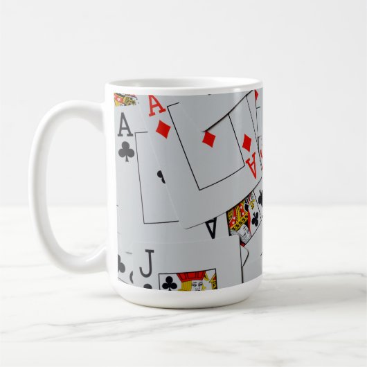 Mug Deck Of Scattered Playing Cards Pattern, (Gauche)