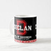 Mug Declan nom signifiant sport monogramme rouge noir (Devant gauche)