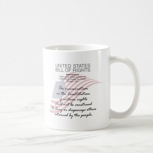 Mug Déclaration Des Droits Des États-Unis. Neuvième Am (Droite)