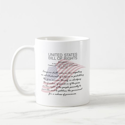 Mug Déclaration Des Droits Des États-Unis. Premier ame (Gauche)