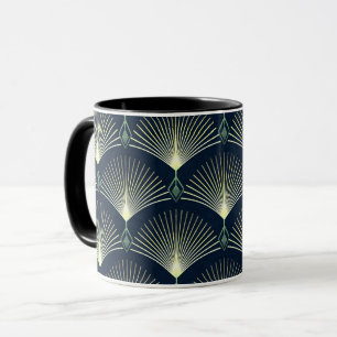 Mug Déco Art déco bleu foncé Motif géométrique élégant