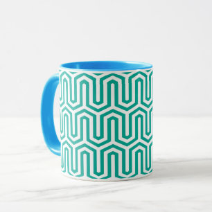 Mug Déco motif égyptien - bleu turquoise et blanc