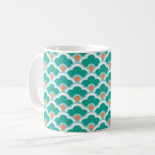 Mug Déco Pétoncles chinois, Turquoise, Aqua et Coral