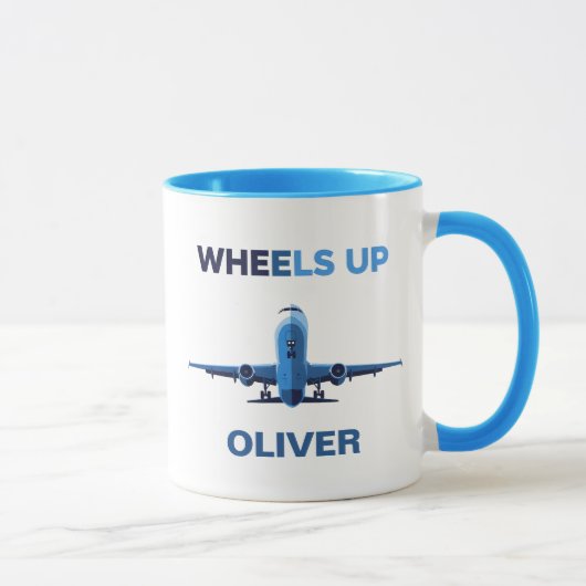 Mug Décollage d'aviation Wheels Up Minimaliste (Droite)
