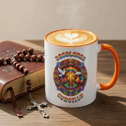 Mug DeColores Cursillo Croix Colombe Coq Mandala